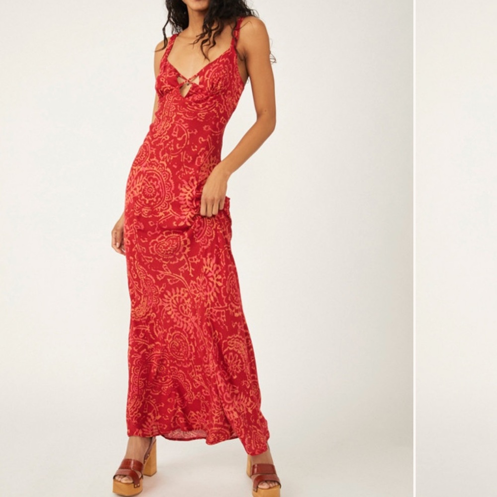Free People Red Paisley Maxi Dress